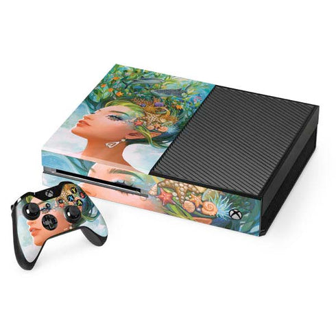 Mermaid with Sea Stars in Her Hair by Ivy Dolamore Xbox One Console and Controller Bundle Skin