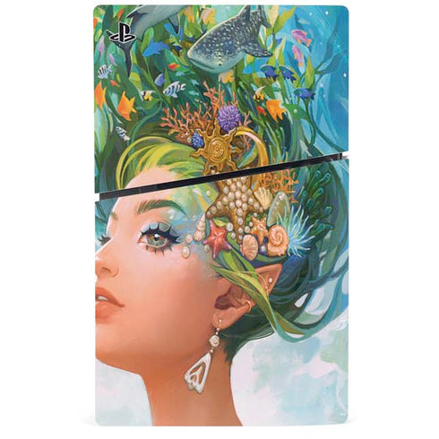 Mermaid with Sea Stars in Her Hair by Ivy Dolamore PS5 Slim Digital Edition Bundle Skin