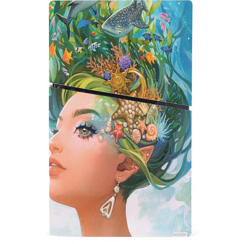 Mermaid with Sea Stars in Her Hair by Ivy Dolamore PS5 Slim Digital Edition Bundle Skin
