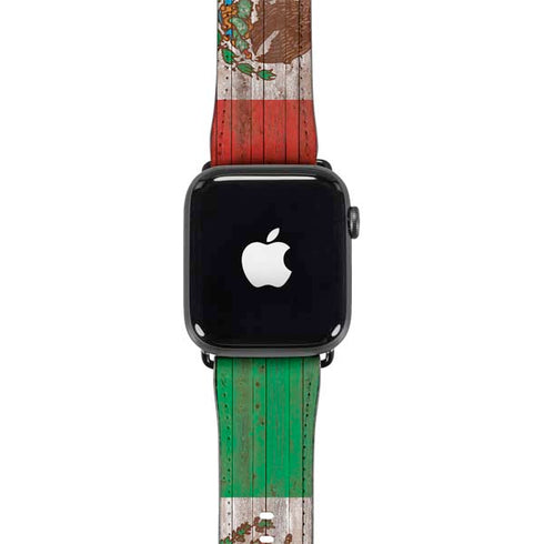 Mexican Flag Dark Wood Apple Watch Band 38-40mm