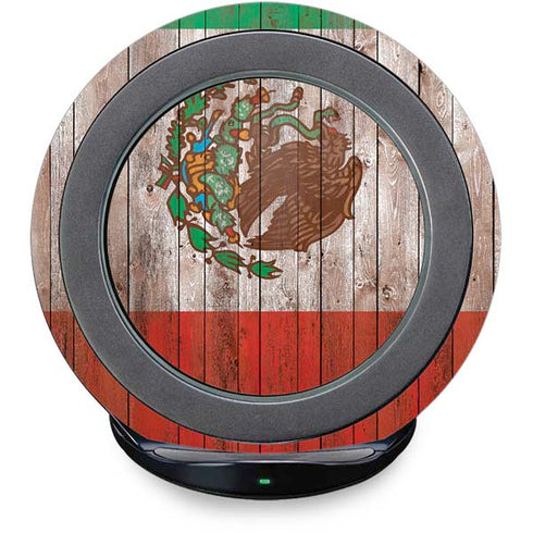 Mexican Flag Dark Wood Fast Charge Wireless Charging Stand Skin