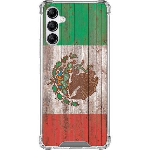 Mexican Flag Dark Wood Galaxy A14 5G Clear Case