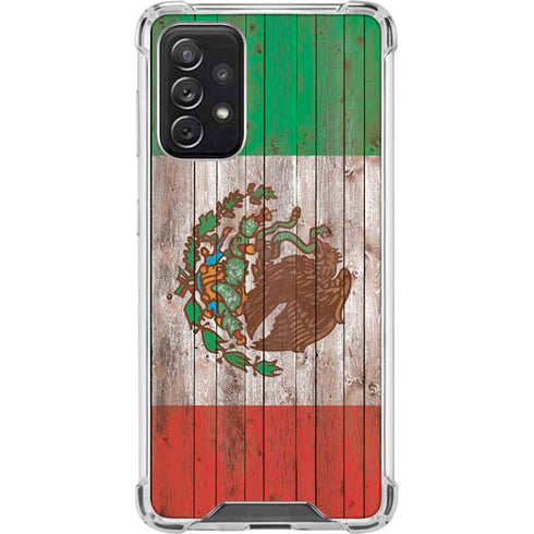 Mexican Flag Dark Wood Galaxy A72 5G Clear Case