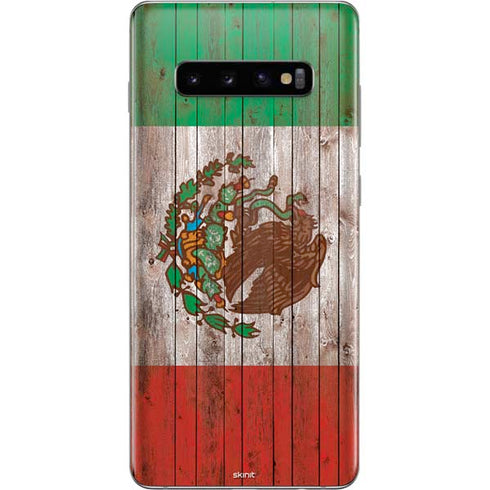 Mexican Flag Dark Wood Galaxy S10 Plus Skin