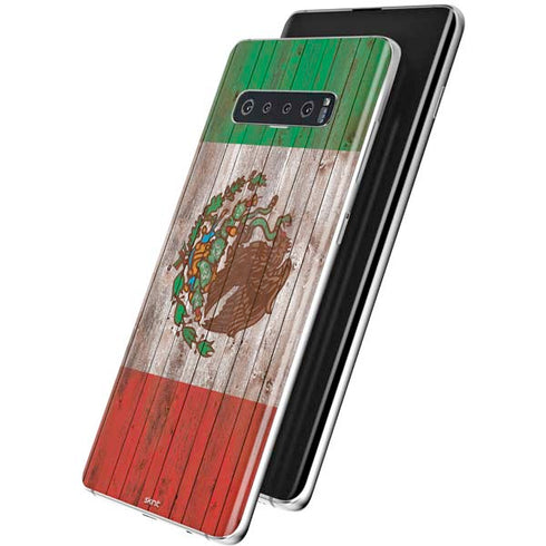 Mexican Flag Dark Wood Galaxy S10 Skin