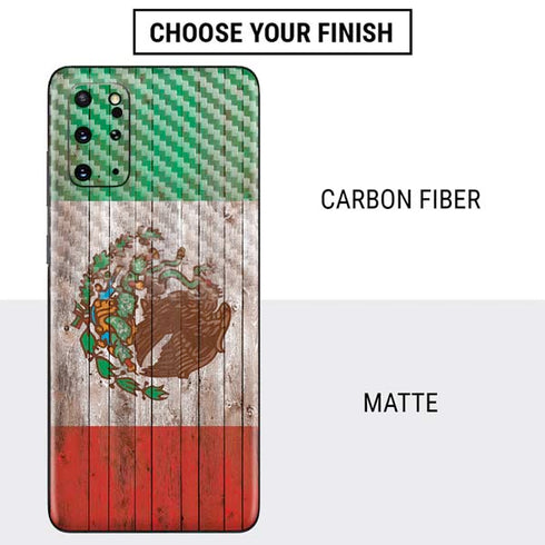 Mexican Flag Dark Wood Galaxy S20 Plus Skin