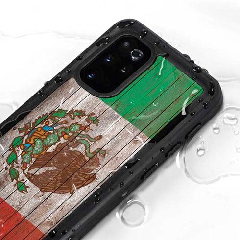 Mexican Flag Dark Wood Galaxy S20 Plus Waterproof Case