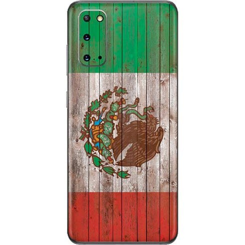 Mexican Flag Dark Wood Galaxy S20 Skin