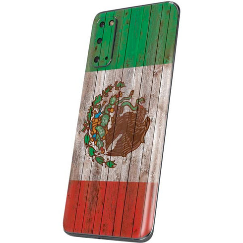 Mexican Flag Dark Wood Galaxy S20 Skin