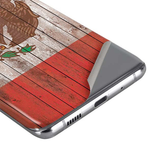 Mexican Flag Dark Wood Galaxy S20 Skin