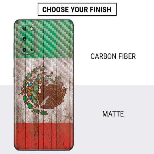 Mexican Flag Dark Wood Galaxy S20 Skin