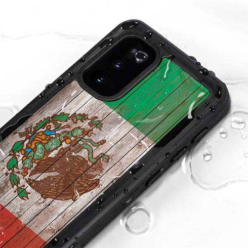 Mexican Flag Dark Wood Galaxy S20 Waterproof Case