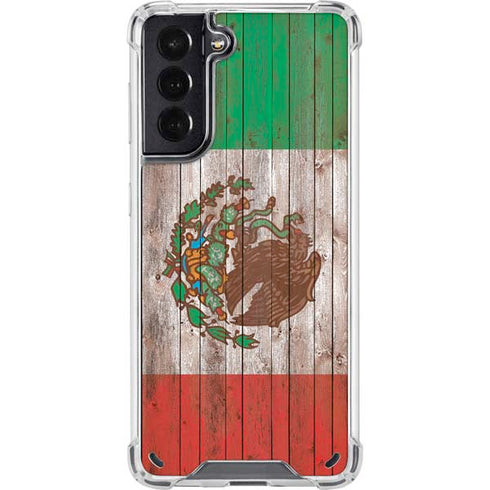 Mexican Flag Dark Wood Galaxy S21 5G Clear Case