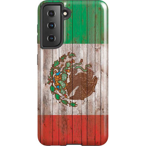 Mexican Flag Dark Wood Galaxy S21 5G Pro Case