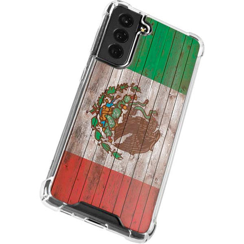 Mexican Flag Dark Wood Galaxy S21 FE Clear Case