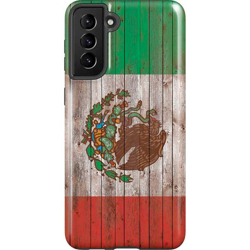 Mexican Flag Dark Wood Galaxy S21 Plus 5G Pro Case