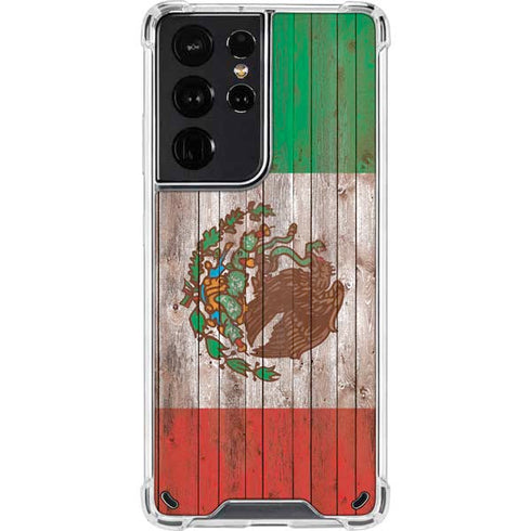 Mexican Flag Dark Wood Galaxy S21 Ultra 5G Clear Case