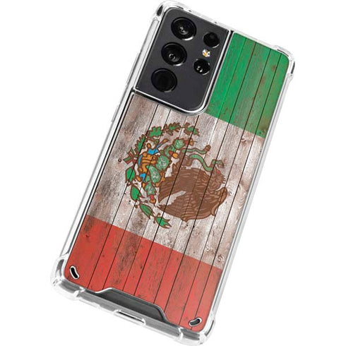 Mexican Flag Dark Wood Galaxy S21 Ultra 5G Clear Case
