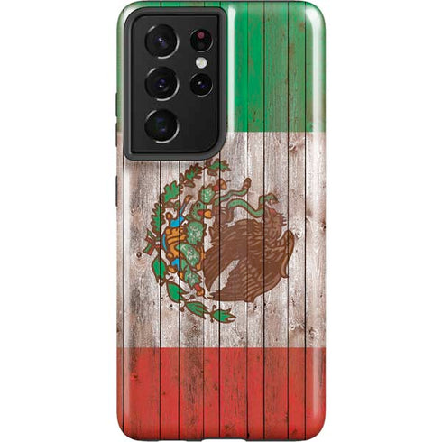 Mexican Flag Dark Wood Galaxy S21 Ultra 5G Pro Case