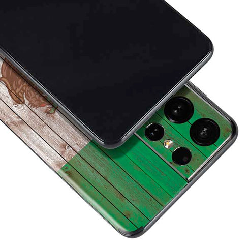 Mexican Flag Dark Wood Galaxy S21 Ultra 5G Skin