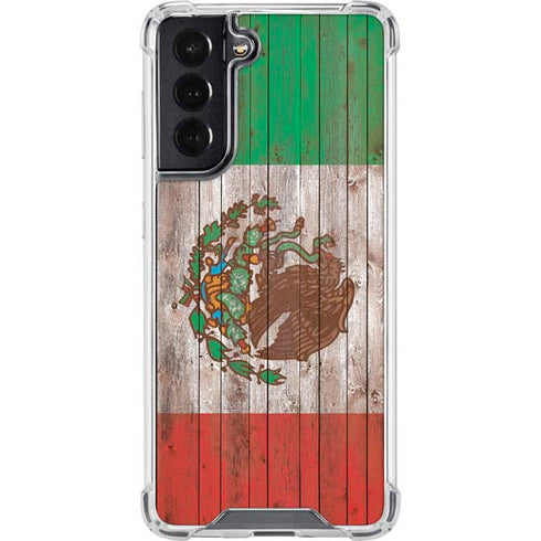 Mexican Flag Dark Wood Galaxy S22 Clear Case