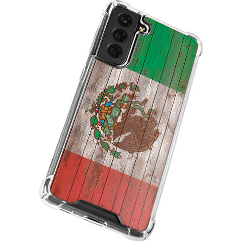Mexican Flag Dark Wood Galaxy S22 Clear Case