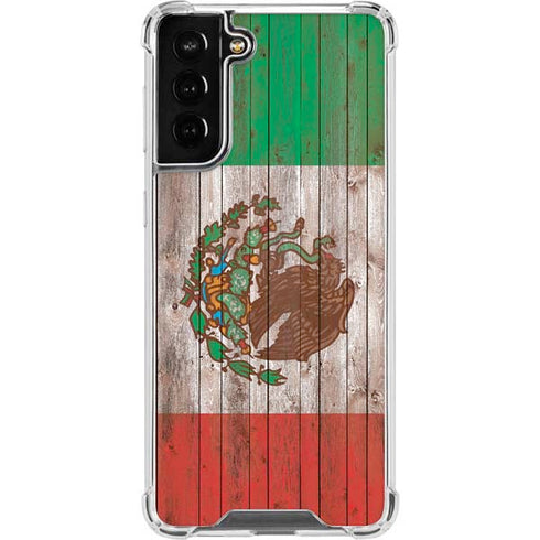 Mexican Flag Dark Wood Galaxy S22 Plus Clear Case