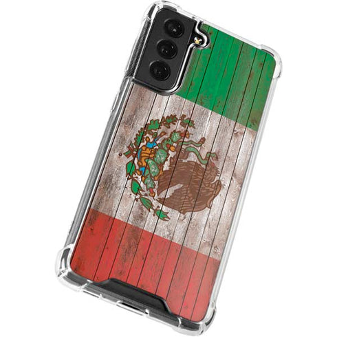 Mexican Flag Dark Wood Galaxy S22 Plus Clear Case