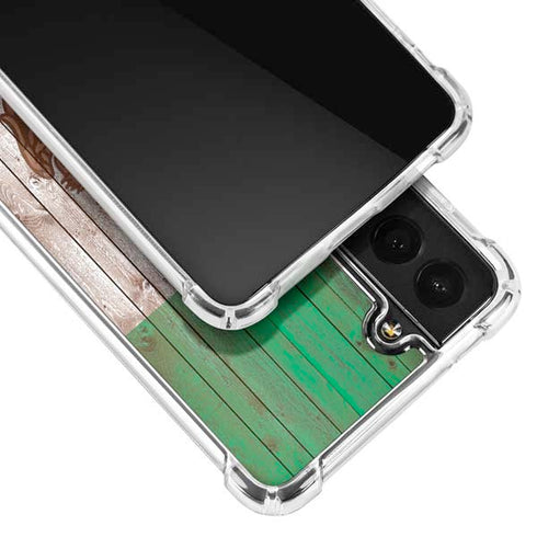 Mexican Flag Dark Wood Galaxy S22 Plus Clear Case
