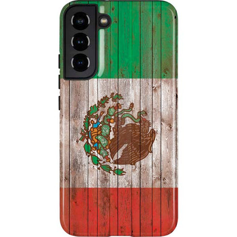 Mexican Flag Dark Wood Galaxy S22 Plus Pro Case