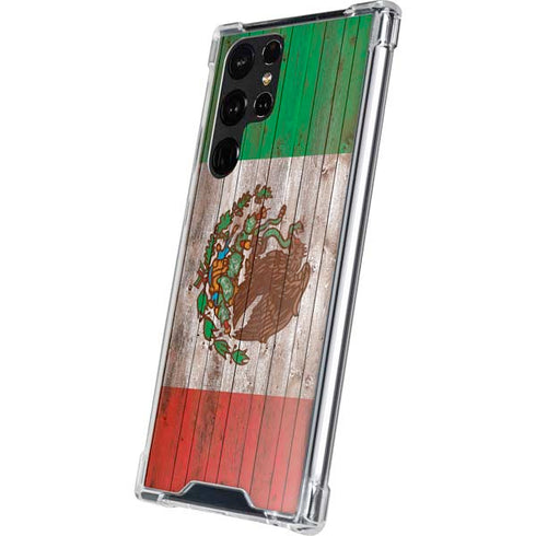 Mexican Flag Dark Wood Galaxy S22 Ultra Clear Case