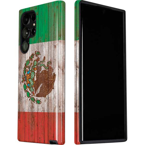 Mexican Flag Dark Wood Galaxy S22 Ultra Pro Case