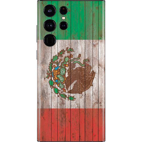Mexican Flag Dark Wood Galaxy S22 Ultra Skin