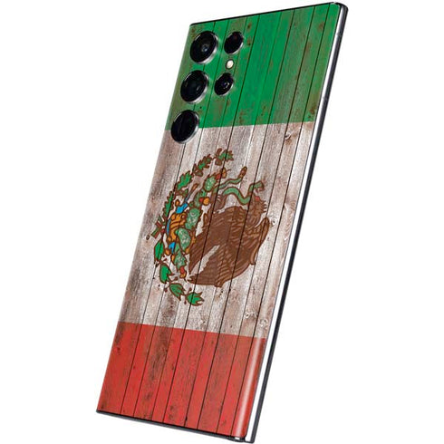 Mexican Flag Dark Wood Galaxy S22 Ultra Skin