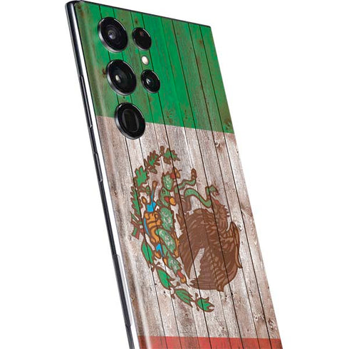 Mexican Flag Dark Wood Galaxy S22 Ultra Skin