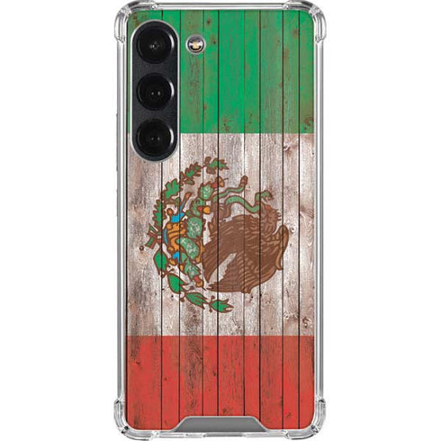 Mexican Flag Dark Wood Galaxy S23 Clear Case