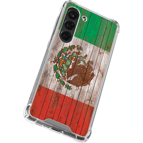 Mexican Flag Dark Wood Galaxy S23 Clear Case