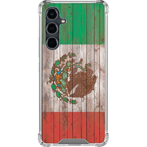 Mexican Flag Dark Wood Galaxy S23 FE Clear Case