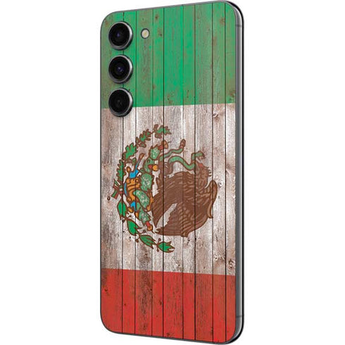 Mexican Flag Dark Wood Galaxy S23 Plus Skin