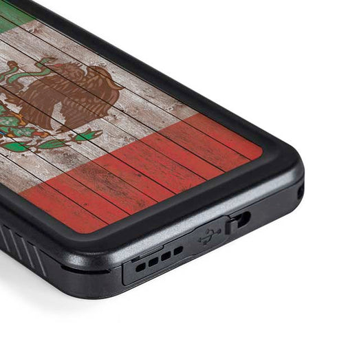 Mexican Flag Dark Wood Galaxy S23 Plus Waterproof Case
