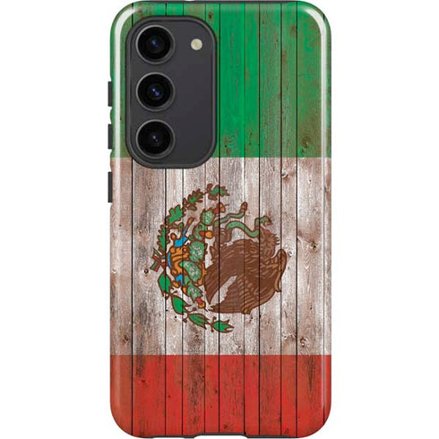 Mexican Flag Dark Wood Galaxy S23 Pro Case
