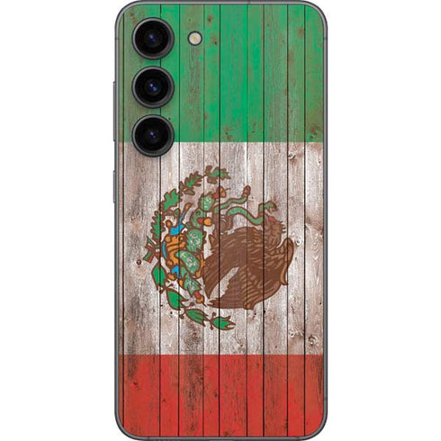 Mexican Flag Dark Wood Galaxy S23 Skin