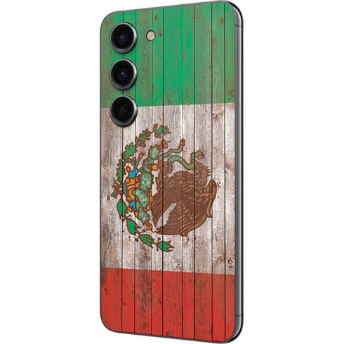 Mexican Flag Dark Wood Galaxy S23 Skin