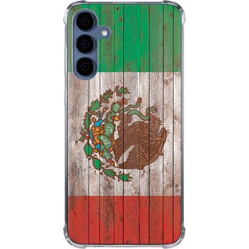 Mexican Flag Dark Wood Galaxy S24 Clear Case