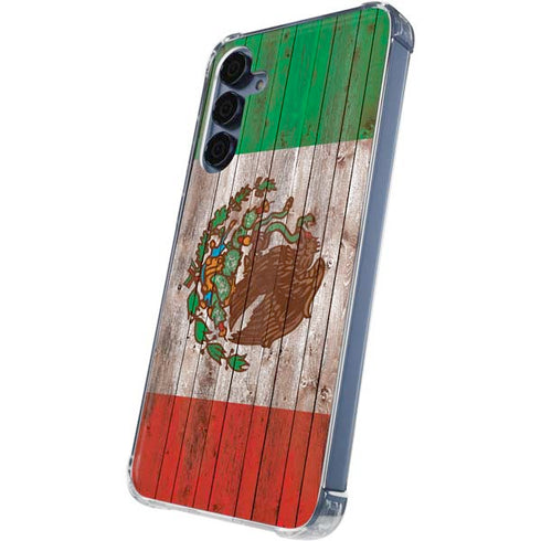 Mexican Flag Dark Wood Galaxy S24 Clear Case