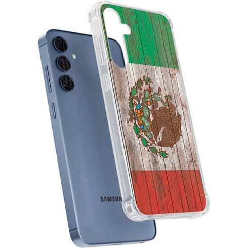 Mexican Flag Dark Wood Galaxy S24 Clear Case