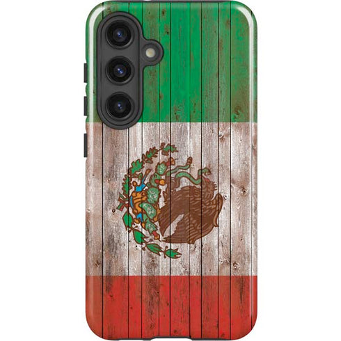 Mexican Flag Dark Wood Galaxy S24 Impact Case