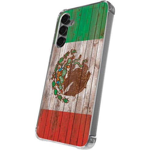 Mexican Flag Dark Wood Galaxy S24 Plus Clear Case