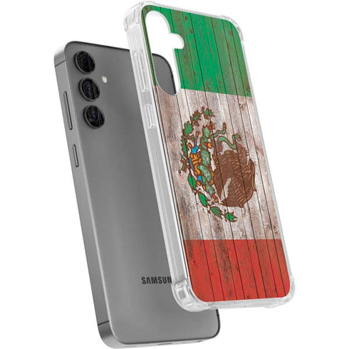 Mexican Flag Dark Wood Galaxy S24 Plus Clear Case