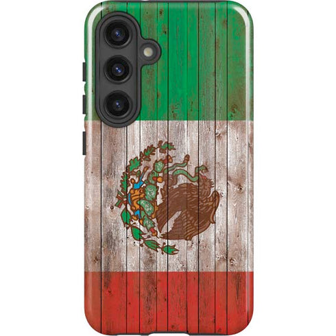 Mexican Flag Dark Wood Galaxy S24 Plus Impact Case